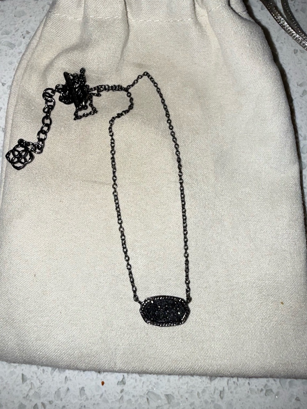 Kendra Scott Black Druzy Bar Necklace - Women Jewelry